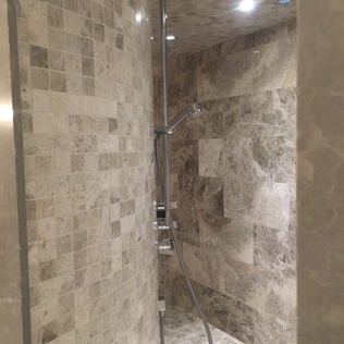 Custom tile walk-in shower renovation in Guelph, Ontario