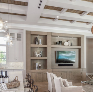 Custom coffered ceiling and built-in cabinetry renovation in Guelph, Ontario